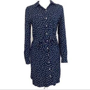GAP Navy Blue Long Sleeve Dress with White Pattern